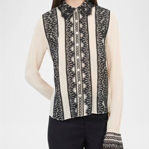 NWT!The Kooples Long Sleeve Silk Lace Shirt  small !!Sold Out at Neiman Marcus!!
